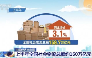 中国经济半年报 ｜ 上半年全国社会物流总额同比增长3.1%